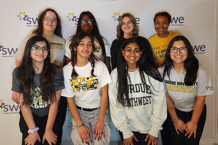 PNW attendees at the SWE National Conference pose together.