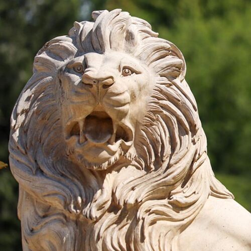 A lion sculpture at Purdue University Northwest