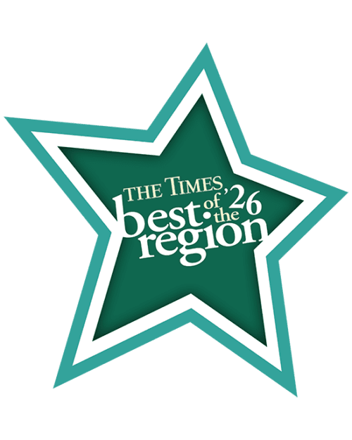 A green outlined star with text: The Times Best of the Region '26