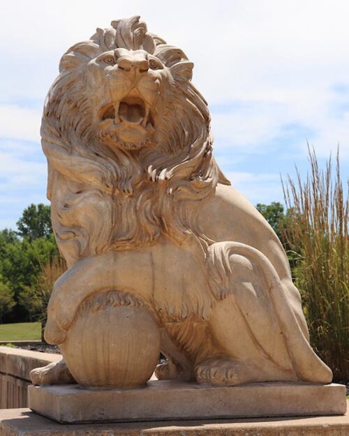 A lion sculpture at Purdue University Northwest