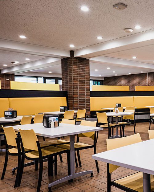 Tables in the PNW dining hall.