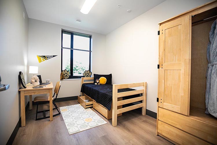 A bedroom in Calumet Hall.