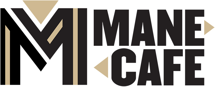 Illustrated Logo for Mane Cafe, with a large "M" next to the text.