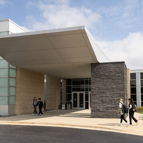 The outside of the DSAC building on the PNW Westville Campus
