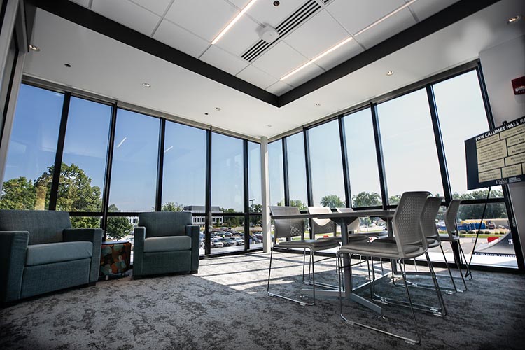 A student lounge in Purdue University Northwest's Calumet Hall