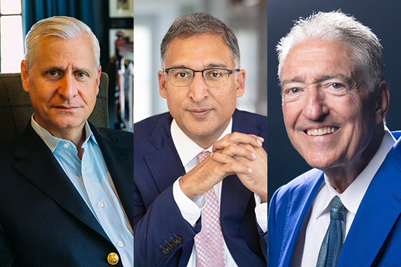 Composite photo: left, John Meachem, center, Neal Katyal, right, Pat Hughes